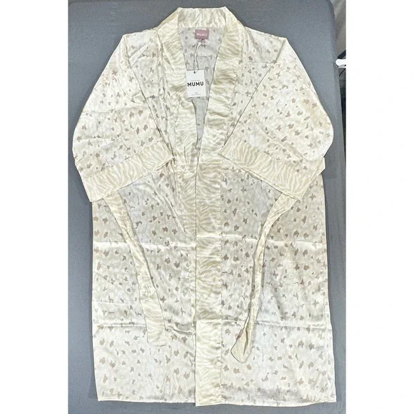 NEW Mumu x Curateur Leopard Silky Robe One Size NWT$128 Animal Print Bath Lounge - Picture 4 of 13